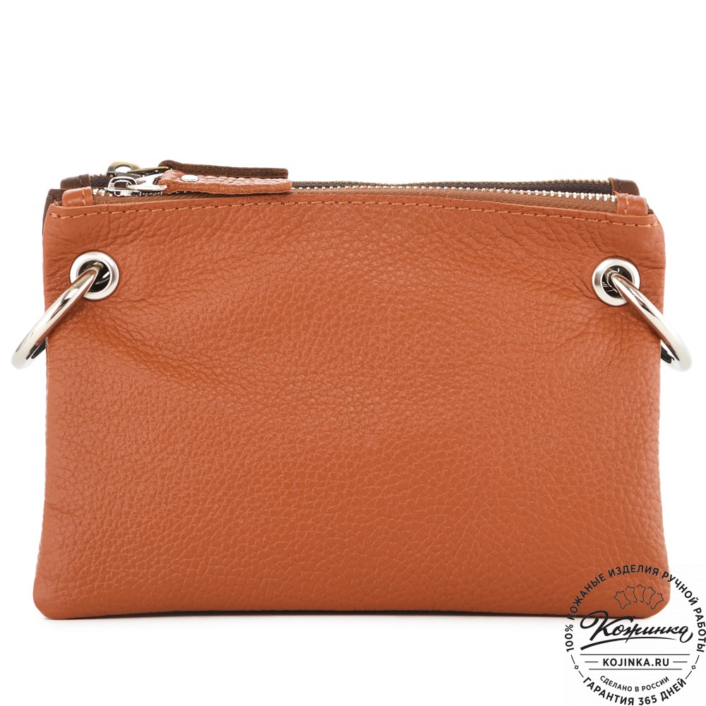 Женская кожаная сумка "Трио" (рыжий/коричневый/черный) 